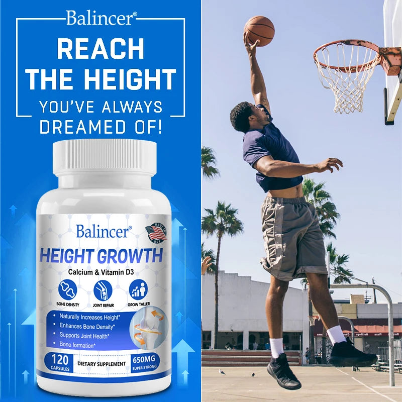Bone & Height Support Supplement — Natural Vitamin D3 Formula