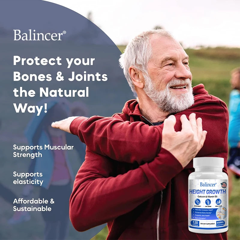 Bone & Height Support Supplement — Natural Vitamin D3 Formula