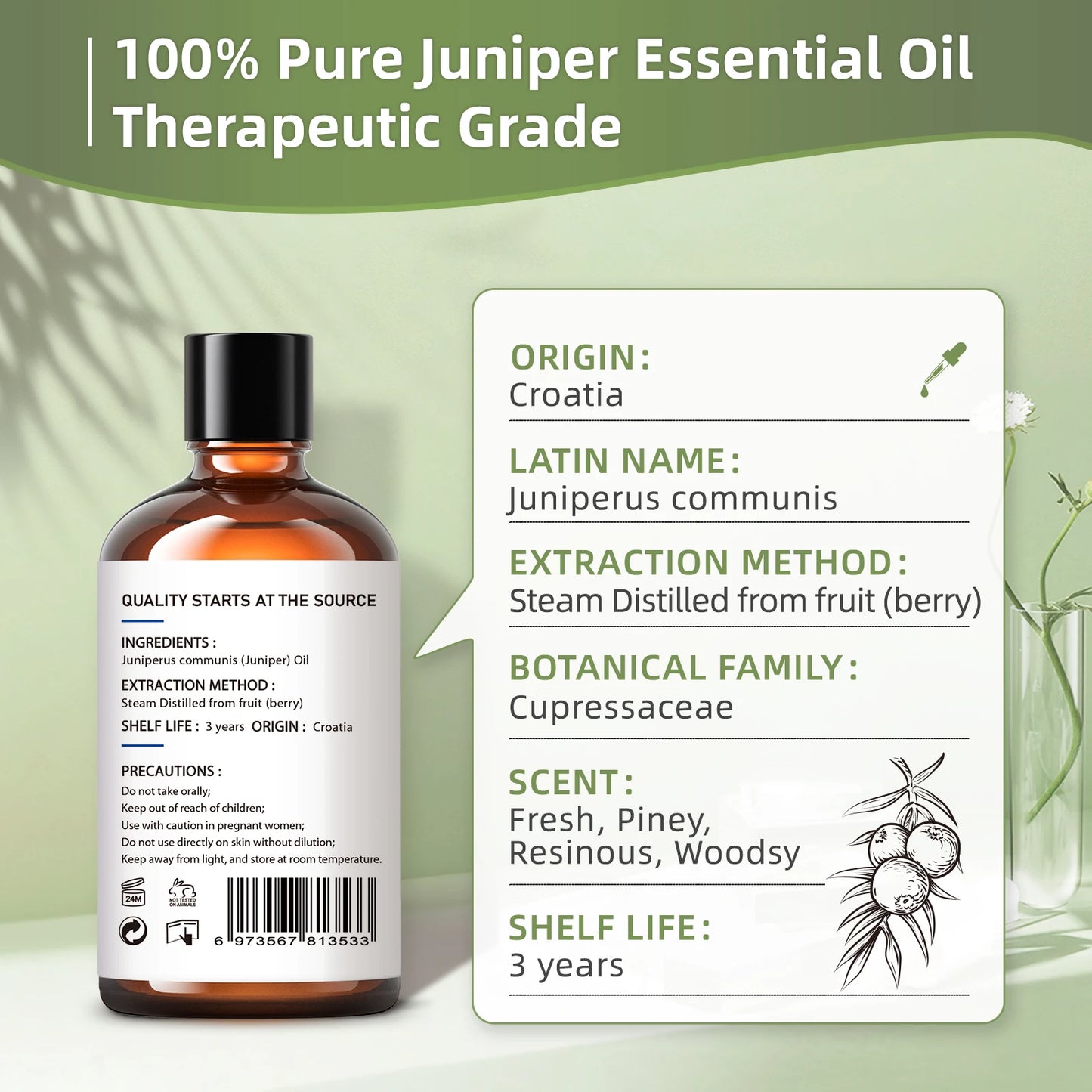 Pure Juniper Berry Essential Oil — 100mL